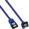 Kabel SATA SATA 6Gb/s Anschlussrund abgewinkelt blau mit Lasche 0,3